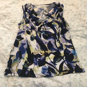 NWOT Calvin Klein drape neck floral shell