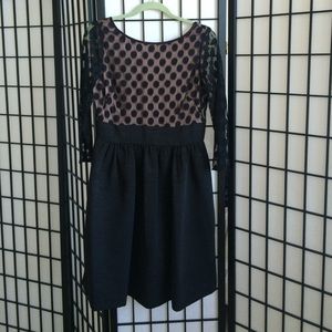 Eliza J Polka Dot Black Dress