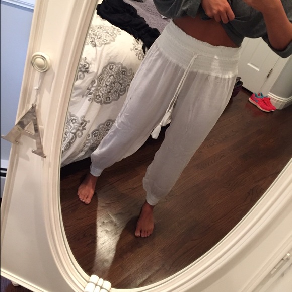 White Cotton Aerie Pants