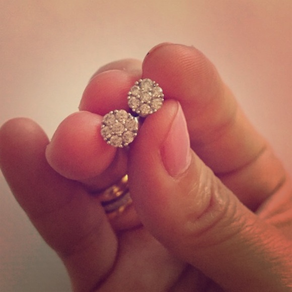 Jewelry - Diamond pave stud earrings in white gold .30 ct