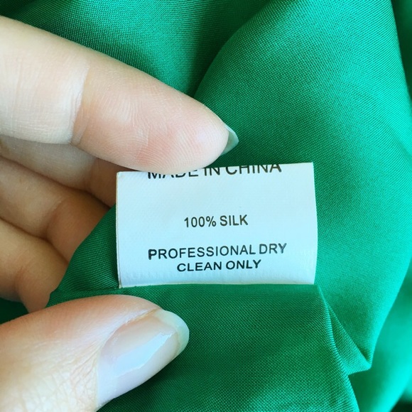 Elegant 100% Silk Jade Green Draped Dress - Picture 3 of 3