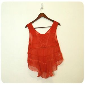 Urban Outfitters Sheer Coral Tank