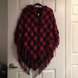 Black and red checkered cover up.