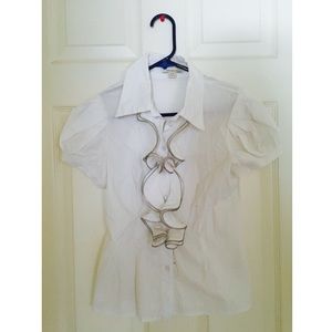 White Ruffle Shirt.