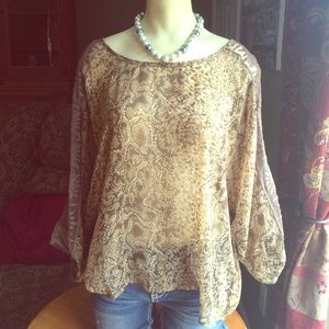 Snake Print Blouse with peek-a-boo shoulders