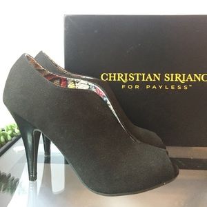 Christian Siriano peep-toe faux suede heels