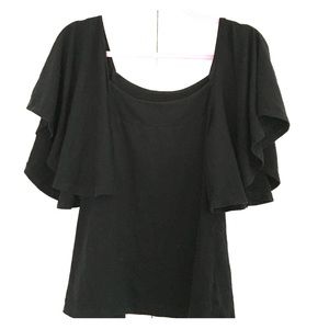 Black Flowy Armed Banana Republic Top