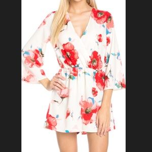 Floral 3/4 Sleeve Romper