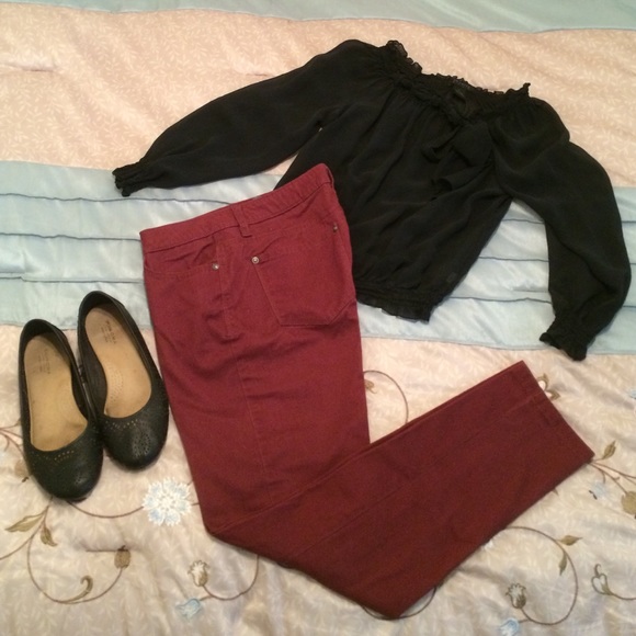 Red wine cotton pants
