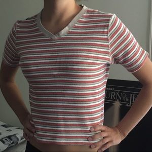 Vintage 90s striped v neck top