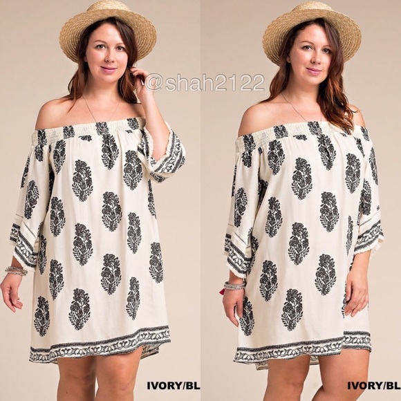 Sexy on off shoulders printed dress shift dress - Picture 3 of 7