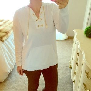 Michael Kors white hoodie with gold hardware
