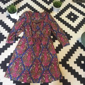 Super cute printed long-sleeve shirt dress