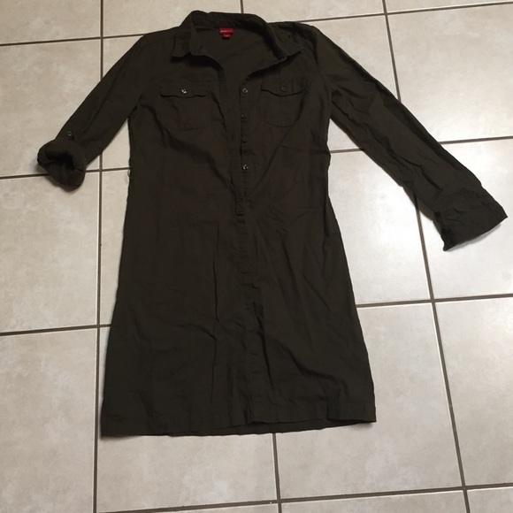 Olive Green Button Down Dress