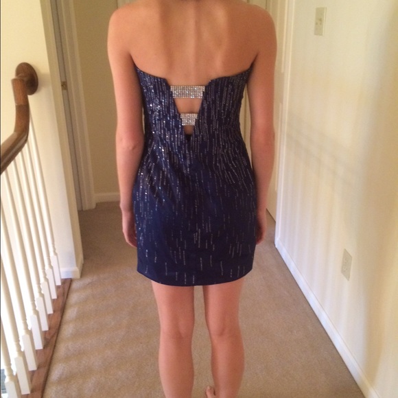 Macy's blue dress with silver sequins