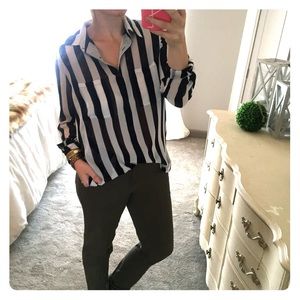 Sheer Striped button down