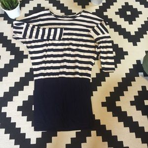 Navy and cream striped comfy dress