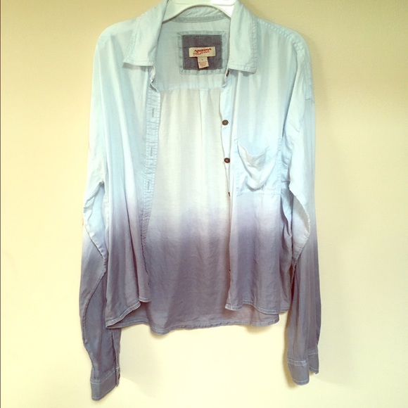OMBRÉ DENIM LONG SLEEVE TOP