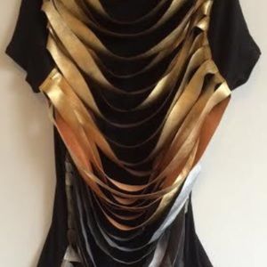 Black Leather Distressed Tee