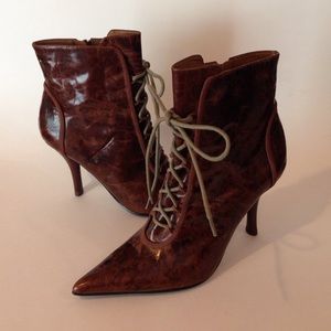 Nine West Patten Leather Lace Up Booties