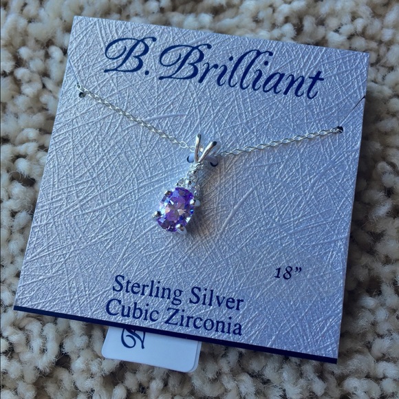 Cubic Zirconia Purple diamond-like necklace 18"