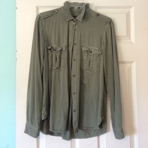 Green button down shirt