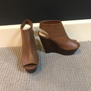 Brown Leather Wedges