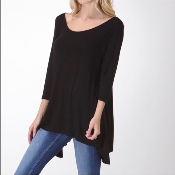 Bellino Tunic Super Cute Blk w/Side tails light wt - Picture 2 of 4