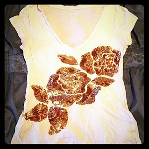 Rose gold and pink shirt.