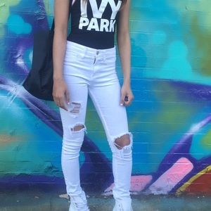 White high waisted jeans