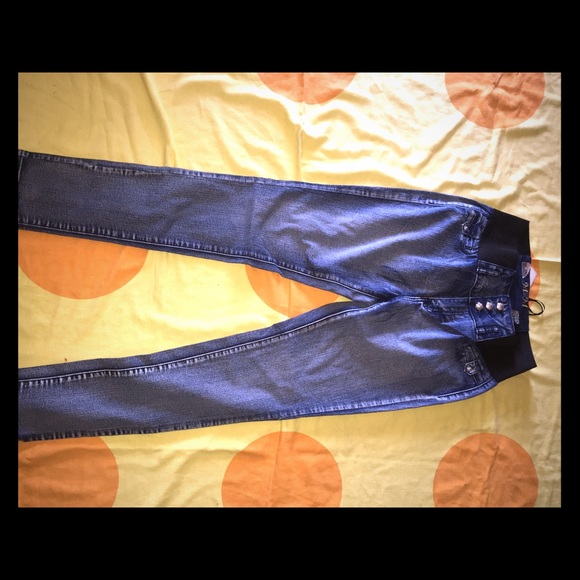 Washed Denim with elastic at the side