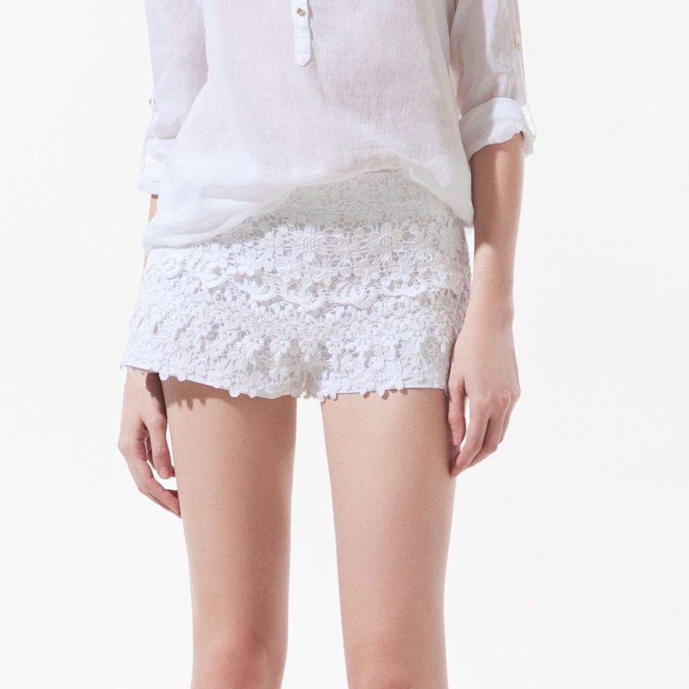 Zara Crochet White Shorts