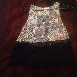 Tank top with hanging tassels