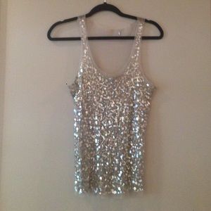 Sequin tank top in silver/grey