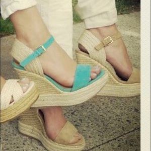 ALDO Noriego Turquoise Espadrilles Suede Sz 36