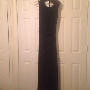 Womens long black backless jumpsuit.