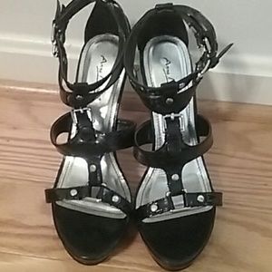 Black strappy heels