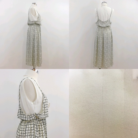 Double layered midi dress with window pane print - Picture 3 of 4