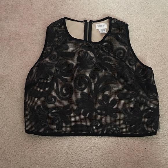 Beaded net crop top