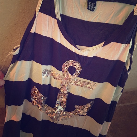 Sequin anchor tank top