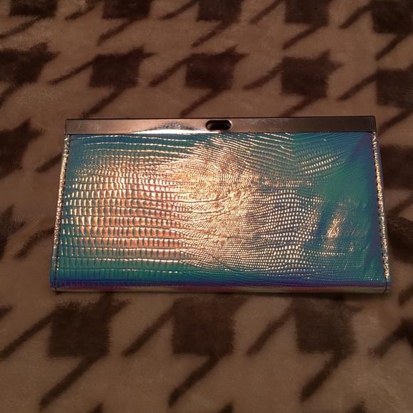 Faux snakeskin wallet. Iridescent colors. Unused.