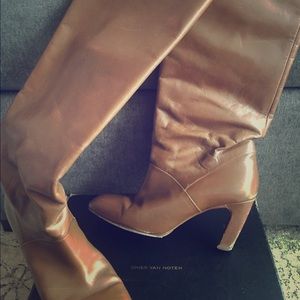 Dries Van Noten Camel leather knee-high boots sz 6