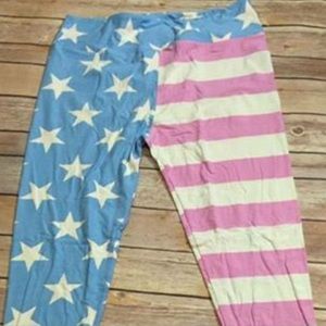 BNWT Lula Roe American Flag pastel leggings