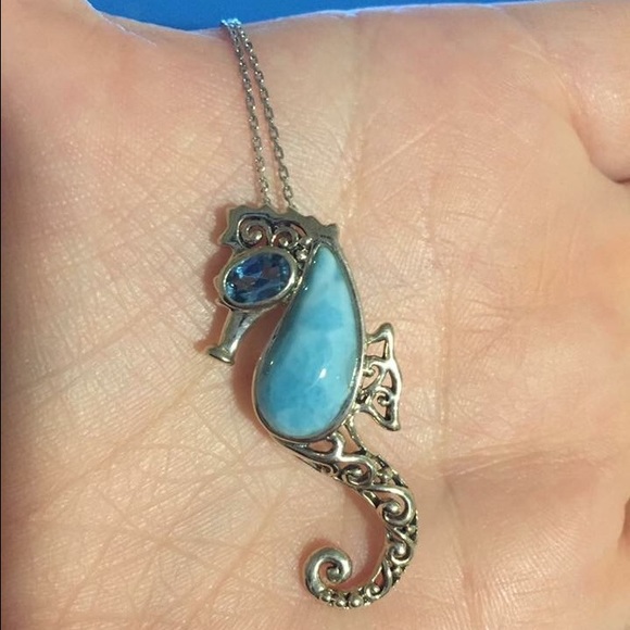 Turquoise, topaz, and .50ct st. silver necklace