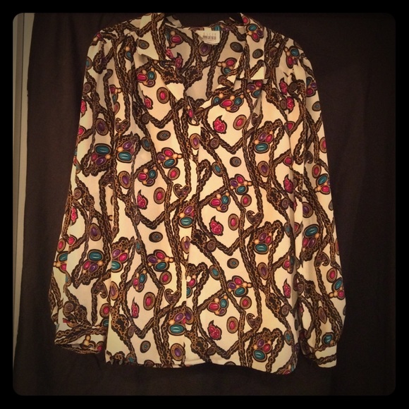 VINTAGE long sleeve mardi gras print shirt