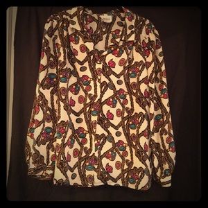VINTAGE long sleeve mardi gras print shirt