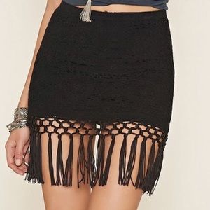 Forever 21 black fringe skirt