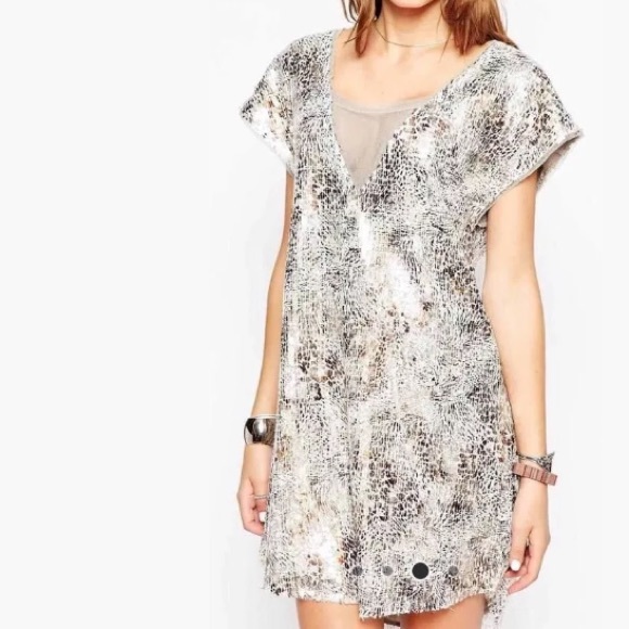 Free People Dresses - free people metallic dress boho shattered glass M Free People Dresses - free people metallic dress boho shattered glass M