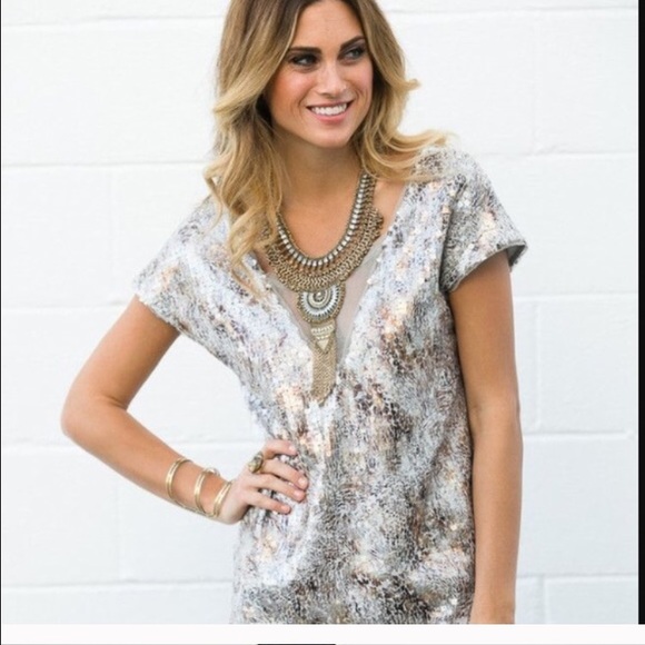 Free People Dresses - free people metallic dress boho shattered glass M Free People Dresses - free people metallic dress boho shattered glass M