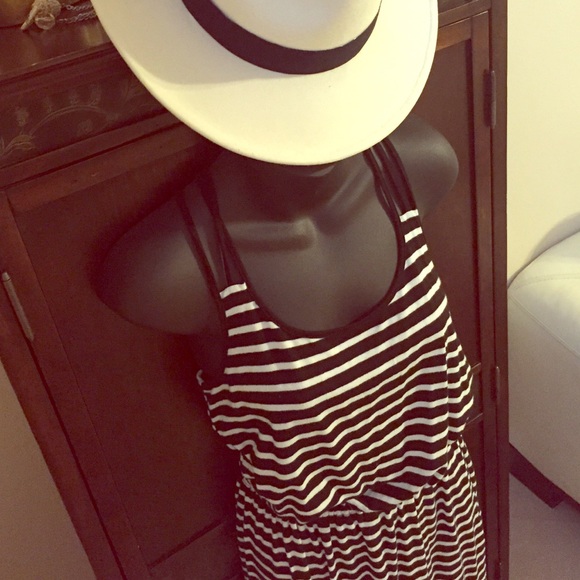Black and white striped maxi dress.